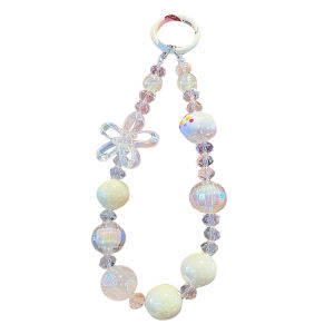 DIY Girl Style Flower Colored Phone Chain New Pearl Hanging Chain Phone Case Keychain Best Friend Gift