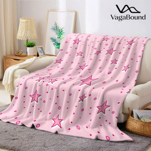 pink star polka dot Flannel Blanket Warm Soft Halloween Christmas Decorative Couch Warm Cozy All-Season Gift