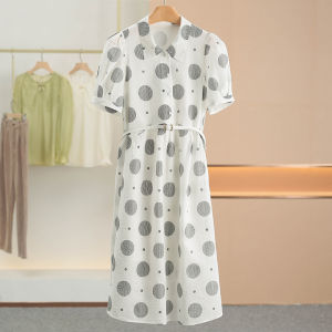 XKing Pure Cotton Gingham Shirt Dress Elegant Summer New Arrival Womens Clothing Short Sleeve Midi Dress Polka Dot Pattern