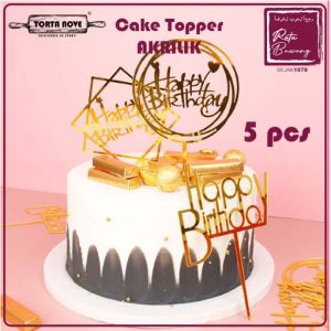 [COD] Cake topper HAPPY BIRTHDAY / 1PACK isi 5 PCS / Cake Topper AKRILIK / Dekorasi kue ulang tahun / Topper kue ulang tahun