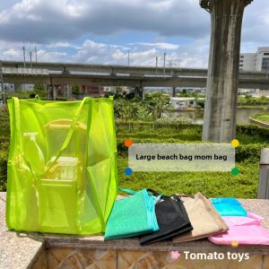 Large Size Swimming Bag Portable Foldable Transparent Mesh Single Shoulder Beach Bag for Mom Ins Style Childrens Backpack