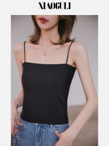 Korean-style Knitted Strapless Crop Top Body-Shaping High-Elastic Thin Strap with Chest Pad CoveringSIDE BUMPS Summer Thin Medium