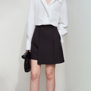 AMII | Autumn New Solid Color A-line Asymmetric Hem Work Leisure Skirt