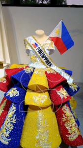 Philippines Flag Inspired Umbrella Cut Gown For Girl Kid