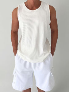 DAVID&ME | Sporty Loose Muscle Definition Elastic Tank Top White Summer