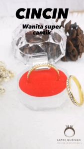 [Bayar di Tempat] Cincin Wanita Batu American Diamond Berlian Gold Emas Mewah Titanium