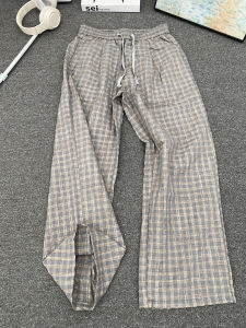 Quần Ống Đứng Sọc Màu Xám Cho Nam Mùa Hè Mỏng Bằng Lụa Băng Nhanh Khô Nhanh Nhẹn Quần Dài Thường Ngày Thoải Mái Thoáng Khí