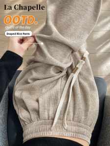 La Chapelle | Slim Fleece Knit Straight Leg Flared Pants