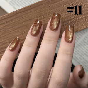 12 มล. 1 ชิ้น 2025 ยาทาเล็บสีน้ำตาลแบบใหม่สำหรับฤดูใบไม้ร่วง ยาทาเล็บใสแบบแม่เหล็กสีทอง ยาทาเล็บแบบตาแมว น้ำยาติดเล็บ อุปกรณ์ทำเล็บ ยาทาเล็บสำหรับคริสต์มาส