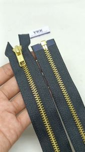 Resleting Zipper Ritsleting YKK 120 cm Hitam Gold Emas Type Gigi Besi Model Set Open End