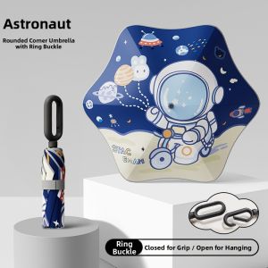 Children School Use Loop Ring Compact Folding Rain and Sun Umbrella