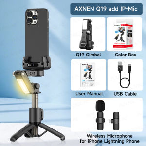 360° AI Handheld Gimbal Mobile Phone Anti-Shake Stabilizer Auto Face Tracking Aluminum Rod With Fill Light Optional Microphone