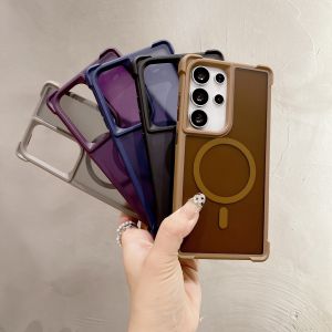 Applicable to Samsung S26ultra four corners anti-drop skin feeling acrylic magnetic mobile phone case strong magnetic S24S25 protective case