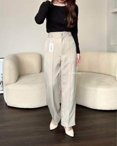 SIVALI Office Pants - Celana Kulot Highwaist Polyester Wanita -  Trousers Kantor Formal / Casual Long Cullote