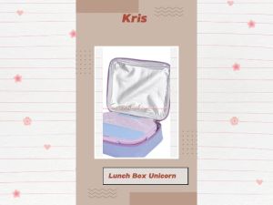 Kris 1.5L Lunch Box Unicorn Green Kotak Bekal Nasi Anak Anak Kuda Poni Warna Hijau Pink Biru Tempat Makan Dengan Tas