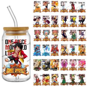 ใหม่ล่าสุด 31 ออกแบบยอดนิยม One Piece อะนิเมะ 16oz UV DTF 3D สติกเกอร์การ์ตูนมังงะ Decals ถ้วยแก้วกาแฟ DIY ของขวัญวันเกิด