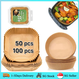 🇸🇬【SG stock】100Pcs Air Fryer Paper Disposable Air Fryer Parchment Paper Liners Non-Stick 空气炸锅纸