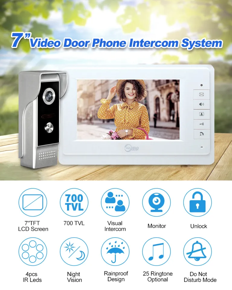 AnjieloSmart 7TFT Color Wired Video Door Phone Intercom System for