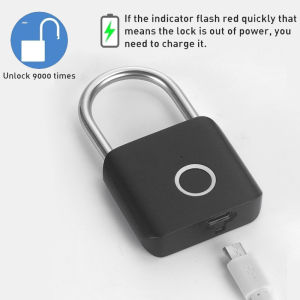 Keyless Smart Fingerprint Padlock USB Charging Fingerprint Lock Waterproof Door Lock 0.2sec Unlock Security Padlock for House