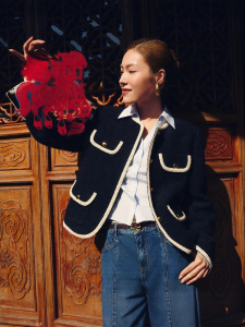 Vero Moda | Spring New Wool Shoulder-padded Lace-trimmed Jacket