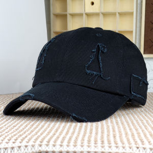 Hat Female Peaked Cap Trendy Face-Looking Little Korean Style Fashion All-Match Casual Summer Ripped Baseball Cap Sun Hat Men