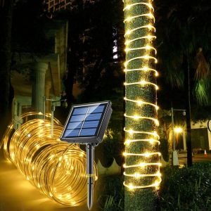 solar string lights Waterproof Outdoor LED Fairy Light Tube Party Garden Yard Home Wedding Christmas Halloween Festival Tree Decoration Lighting Solar Rope Lights