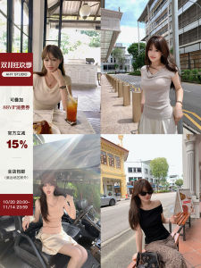 AHY Lenzing Silk Summer Cool Versatile Skin-friendly Neck Tee Short Sleeve Multi-color New Arrival Womens Business Casual T-shirt