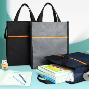 Zipper File Bag Pouch with Handle Business Document Briefcase Filing Holder Storage Organizer Portable Travel Sorting Handbag for Men Women Office Student