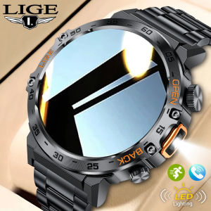 LIGE Panggilan Bluetooth Jam Tangan Pria Layar Sentuh Penuh Olahraga Arloji Kebugaran Anti Air Watch