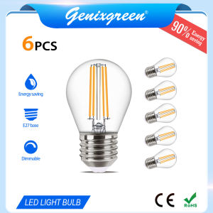Genixgreen LED 220V 6 Packs LED Bulb E27 LED Edison Filament Bulb 4W 2700K Warm White Light Bulb for home