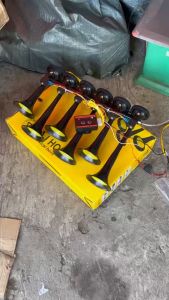 Bộ còi hơi BASURI 6 loa kèm hộp nhạc. Điện 12v và 24v dùng chung