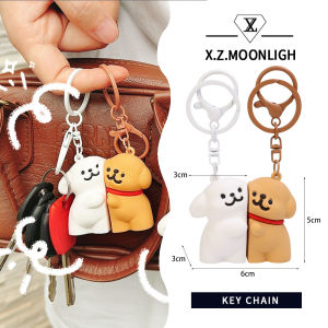 【X.Z.MOONLIGH】Creative Cute Lines Puppy Couple Keychain Pendant Gift