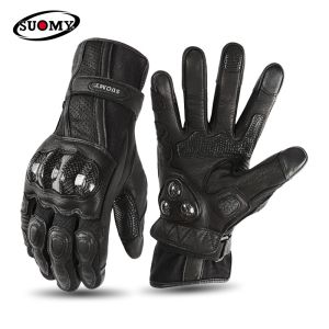 suomy | SUOMY Women Motorcycle Gloves Pink Goatskin Leather Full Finger Lady Scooter E-Bike Cycling Racing Motocross Size XS-2XL