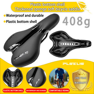 Plselis Thick Soft Sponge Road Bike Seat Waterproof Light Bike Seat Weight 408g Bicycle Saddle Riding Equipment