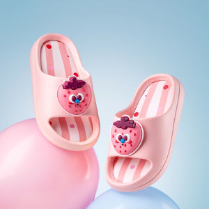 Adorable Soft Bottom Cartoon Slippers for Children Boys Girls Indoor Home Bathroom Slip-resistant EVA Summer Slippers Family Three