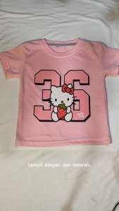 Baju Kaos Distro Anak Perempuan Karakter Number 36 Hello Kitty - Kaos Anak Cewek Lucu 1 - 10 Tahun
