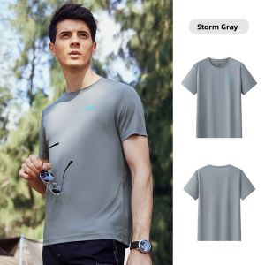 Jeep | Jeep Official Mens Outdoor Short Sleeve T-Shirt Quick Dry Lyocell Round Neck Elastic Ultra Light Windproof UV Protection Breathable