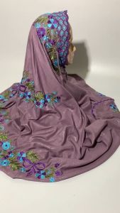 Mukena Terusan Lajuran Dewasa Bordir Jumbo Santri Putri Bahan Semi Sutra Warna Pink Motif Pitaloka