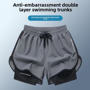 Swimming Trunks for Mens Embarrassment 2025 New Quick-drying Large Size Breathable Flat Corner Beach Pants Hot Spring Swimming