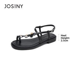 Josiny | Shiny Flat Soft Comfortable Womens Roman Toe Sandals