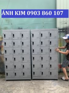 Tủ sắt locker 15 cửa sơn tĩnh điện màu xám trắng dày dặn giá xịn giao nhanh