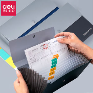 กระเป๋าเอกสาร Deli Accordion Multi-layer Financial Tax Invoice Receipt Storage Folder Document File Multi-layer Classification Box