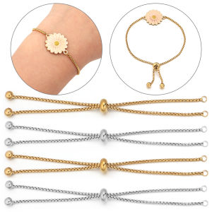 โซ่สแตนเลสแบบปรับได้ 1 ชิ้น พร้อมหัวลูกปัด สำหรับทำสร้อยข้อมือ สายต่อขยาย งาน DIY อุปกรณ์ตกแต่งเครื่องประดับ