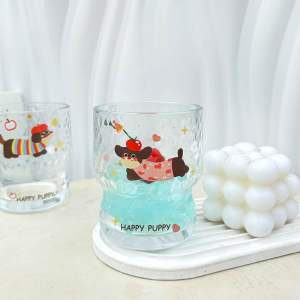 แก้วน้ำ สไตล์เกาหลี 290 ml ลายการ์ตูน วัสดุแก้ว ส่งจากไทย