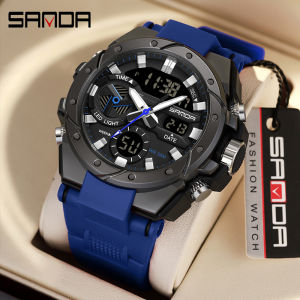 SANDA 3313 Mens Fashion Electronic Watches Outdoor Sports Watch Students Multifunctional Luminous Waterproof Digital Wristwatch