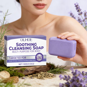 OUHOE | Lavender Cleaning Soap Oil Control and Itching Relief Long-Lasting Daily Soothing Hydration Bath Soap Body Odor Removal Care