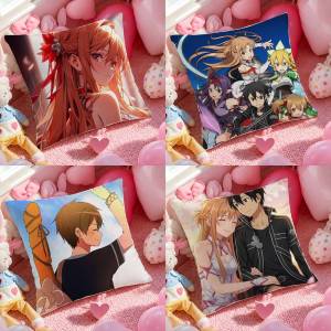 Bandai | Sword Art Online Goddess Stacia Asuna Plush Pillow Cover Soft Short Plush Cushion Cover For Sofa Bedroom Home Decor Gift