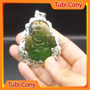 Mặt dây chuyền di lạc vui vẻ xanh lá viền trắng  M151223-121-KT Tubi Cony