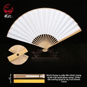 Quạt Gốm Sứ Bằng Tre Mài Nước Trắng Trung Quốc Thủ Công Quạt Giấy Xuan Toàn Tre Gỗ Tre Phong Cách Cổ Điển Cho Nam Và Nữ