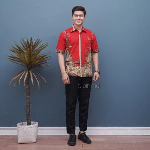Dress cheongsam teratai merah
